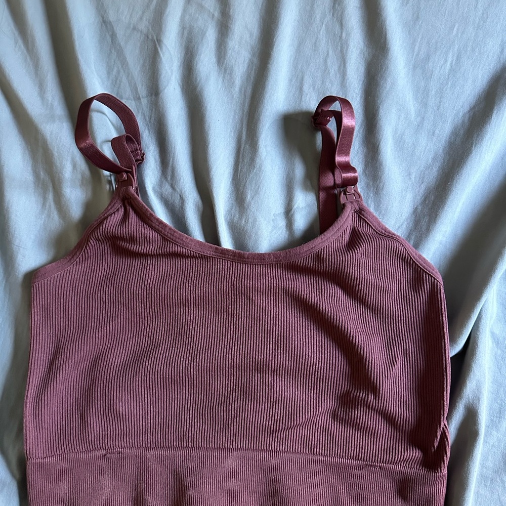 Women's Ribbed Mauve Breastfeeding Bralette